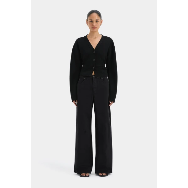 SIR the Label Ayana Gathered Cardigan in Black | Cardigan | Luxury Shoes 