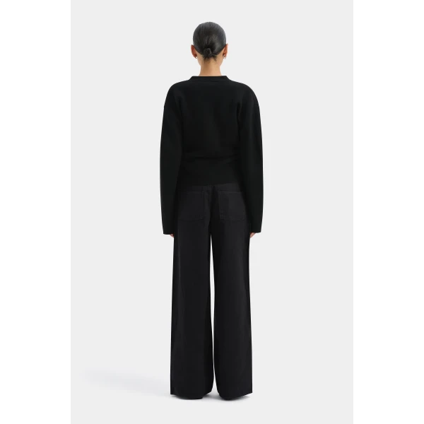 SIR the Label Ayana Gathered Cardigan in Black | Cardigan | Luxury Shoes 