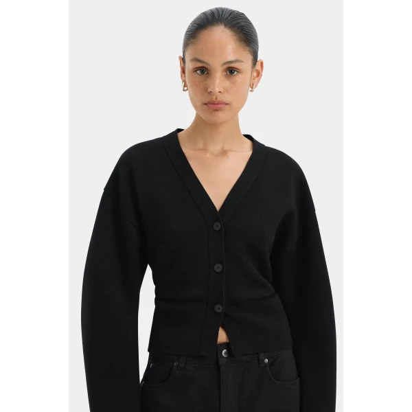SIR the Label Ayana Gathered Cardigan in Black | Cardigan | Luxury Shoes 