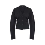SIR the Label Ayana Gathered Cardigan in Charcoal | Cardigan | Luxury Shoes 