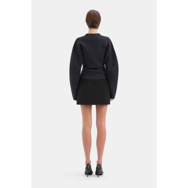 SIR the Label Ayana Gathered Cardigan in Charcoal | Cardigan | Luxury Shoes 