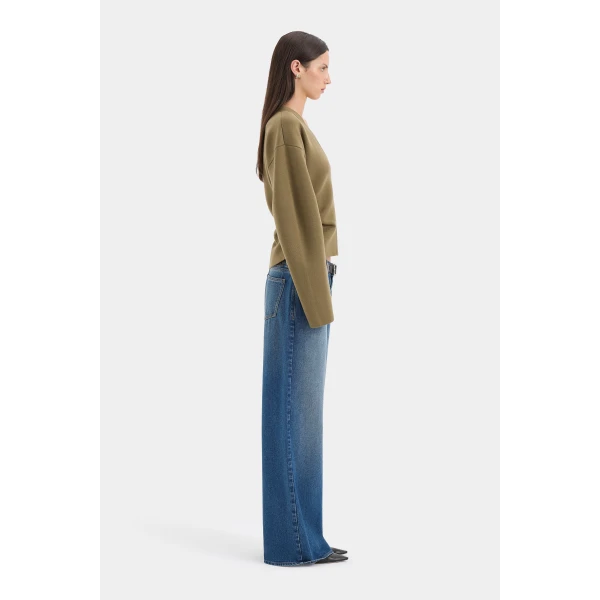 SIR the Label Ayana Gathered Cardigan in Olive | Cardigan | Luxury Shoes 