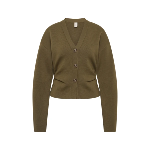 Ayana Gathered Cardigan in Olive