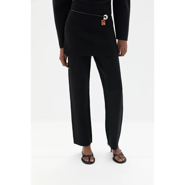 SIR the Label Ayana Knit Flared Pant in Black | Wide leg pants | Luxury Shoes 