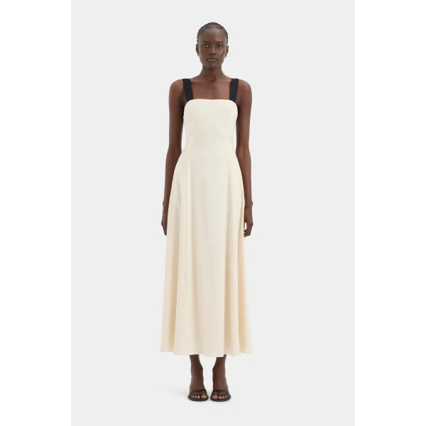 SIR the Label Ayla Tie Back Maxi Dress in Bone | Maxi Dresses | Luxury Shoes 