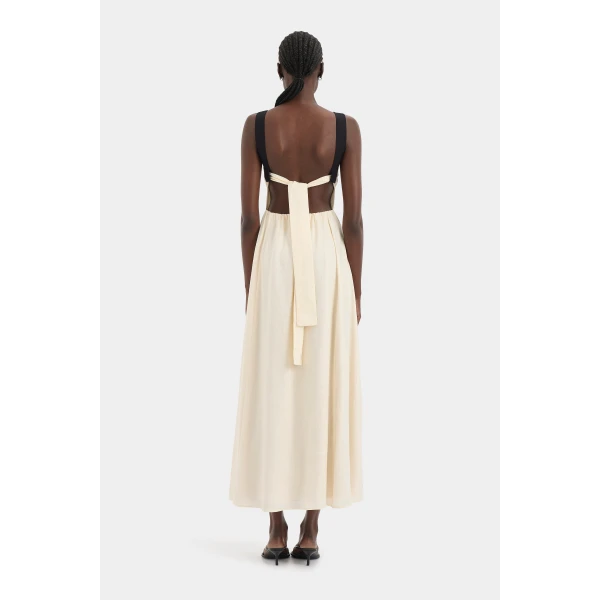 SIR the Label Ayla Tie Back Maxi Dress in Bone | Maxi Dresses | Luxury Shoes 