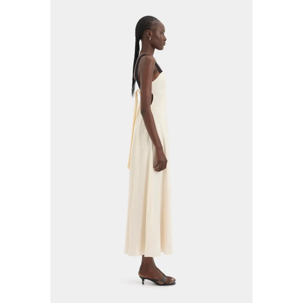 SIR the Label Ayla Tie Back Maxi Dress in Bone | Maxi Dresses | Luxury Shoes 