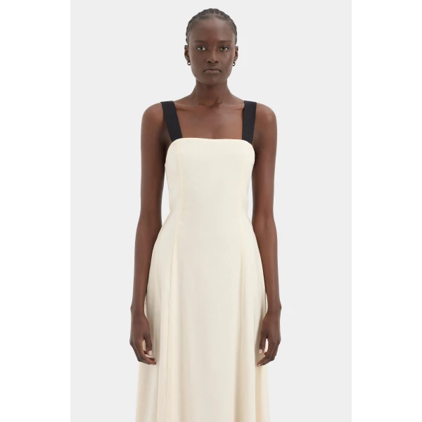 SIR the Label Ayla Tie Back Maxi Dress in Bone | Maxi Dresses | Luxury Shoes 