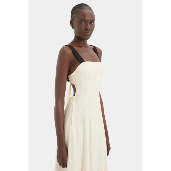SIR the Label Ayla Tie Back Maxi Dress in Bone | Maxi Dresses | Luxury Shoes 