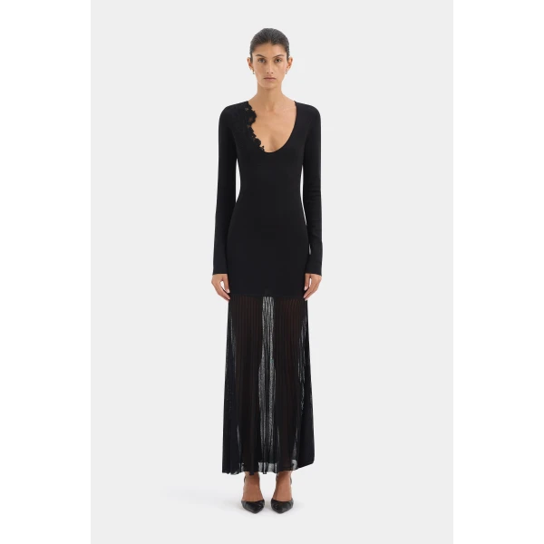 SIR the Label Aylu Long Sleeve Maxi Dress in Black | Maxi Dresses | Luxury Shoes 