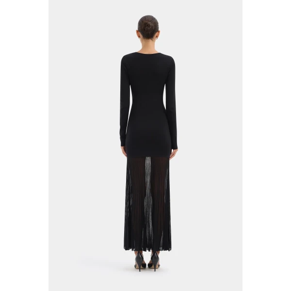 SIR the Label Aylu Long Sleeve Maxi Dress in Black | Maxi Dresses | Luxury Shoes 