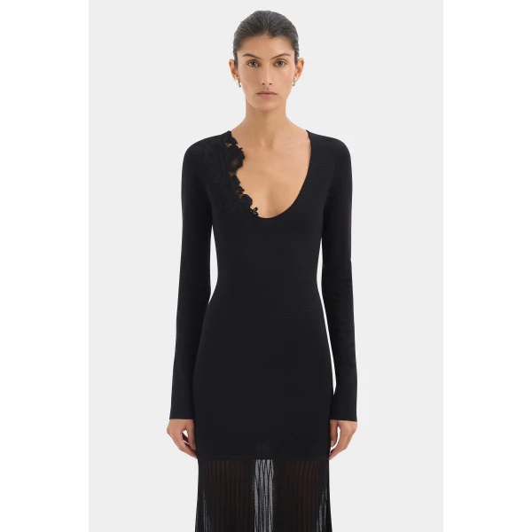 SIR the Label Aylu Long Sleeve Maxi Dress in Black | Maxi Dresses | Luxury Shoes 