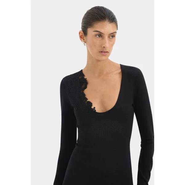 SIR the Label Aylu Long Sleeve Maxi Dress in Black | Maxi Dresses | Luxury Shoes 