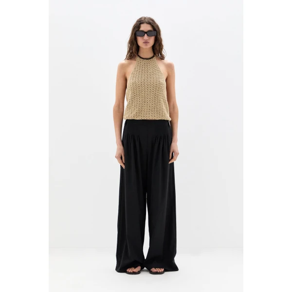 SIR the Label Beatrice Pintuck Pant in Black | Pants | Luxury Shoes 
