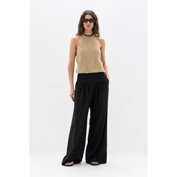 SIR the Label Beatrice Pintuck Pant in Black | Pants | Luxury Shoes 