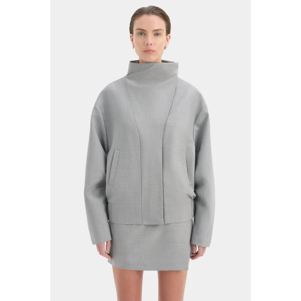 SIR the Label Belle Bomber Jacket in Grey Marle | Jackets | Luxury Shoes 