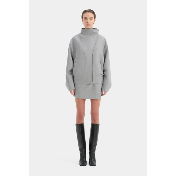 SIR the Label Belle Bomber Jacket in Grey Marle | Jackets | Luxury Shoes 