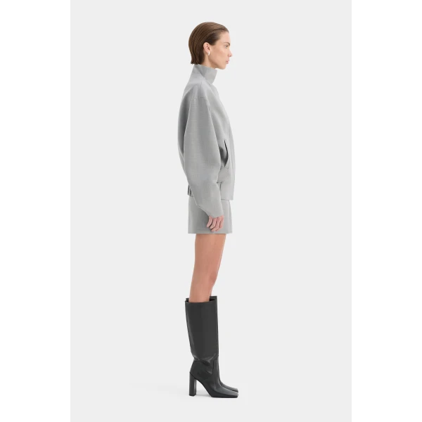 SIR the Label Belle Bomber Jacket in Grey Marle | Jackets | Luxury Shoes 