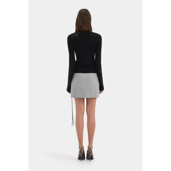 SIR the Label Belle Wrap Mini Skirt in Grey Marle | Mini Skirts | Luxury Shoes 