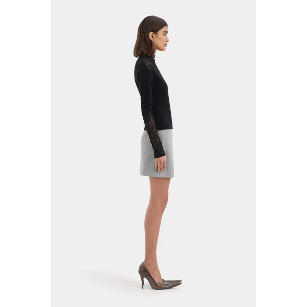 SIR the Label Belle Wrap Mini Skirt in Grey Marle | Mini Skirts | Luxury Shoes 