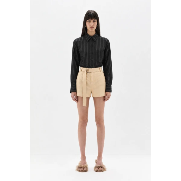 SIR the Label Bronte Belted Mini Short in Beige | Shorts | Luxury Shoes 