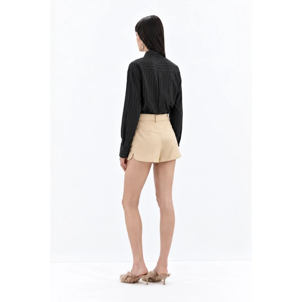 SIR the Label Bronte Belted Mini Short in Beige | Shorts | Luxury Shoes 