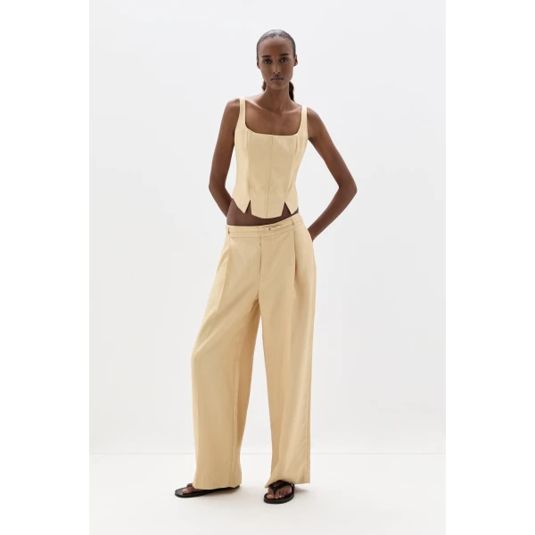 SIR the Label Bronte Fitted Bodice in Beige | Cropped Top | Luxury Shoes 