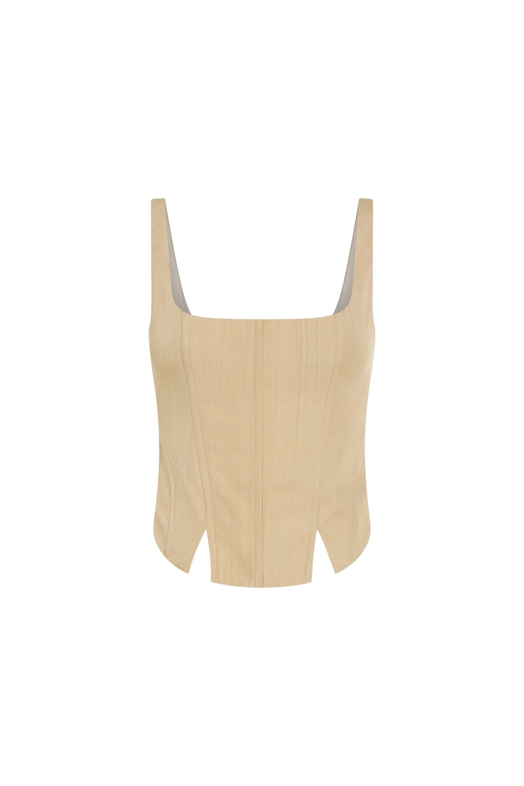 SIR the Label Bronte Fitted Bodice in Beige SIR the Label Bronte Fitted Bodice in Beige | Cropped Top | Luxury Shoes