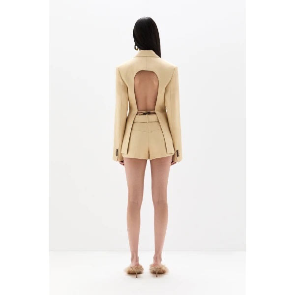 SIR the Label Bronte Open Back Blazer in Beige | Blazers | Luxury Shoes 
