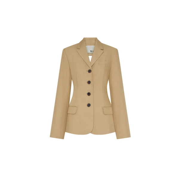Bronte Open Back Blazer in Beige