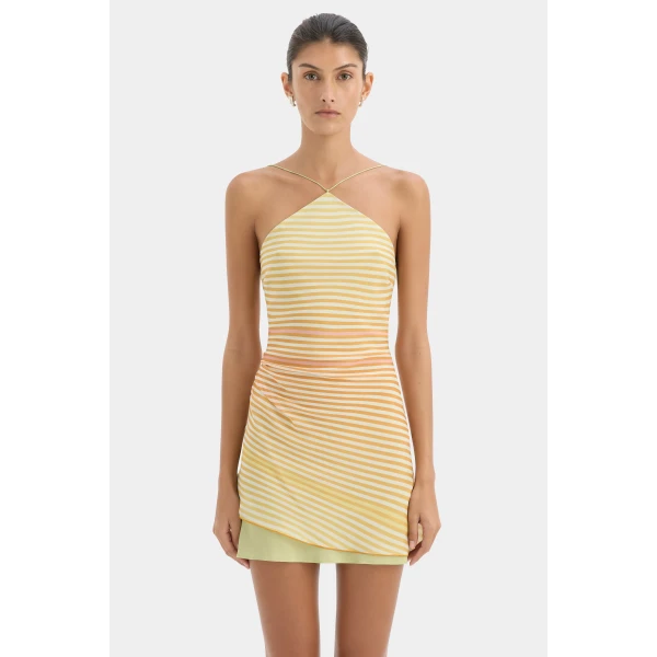 SIR the Label Calypso Layered Mini Dress in Sorbet Stripe | Mini Dresses | Luxury Shoes 