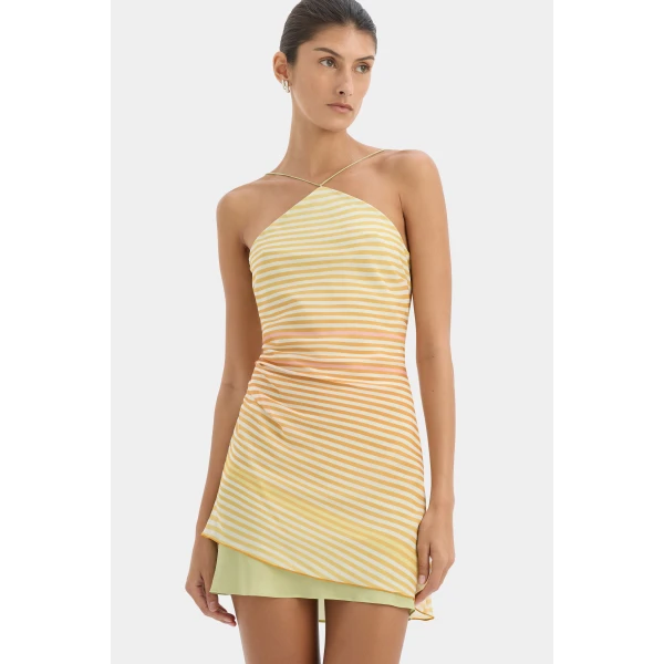 SIR the Label Calypso Layered Mini Dress in Sorbet Stripe | Mini Dresses | Luxury Shoes 
