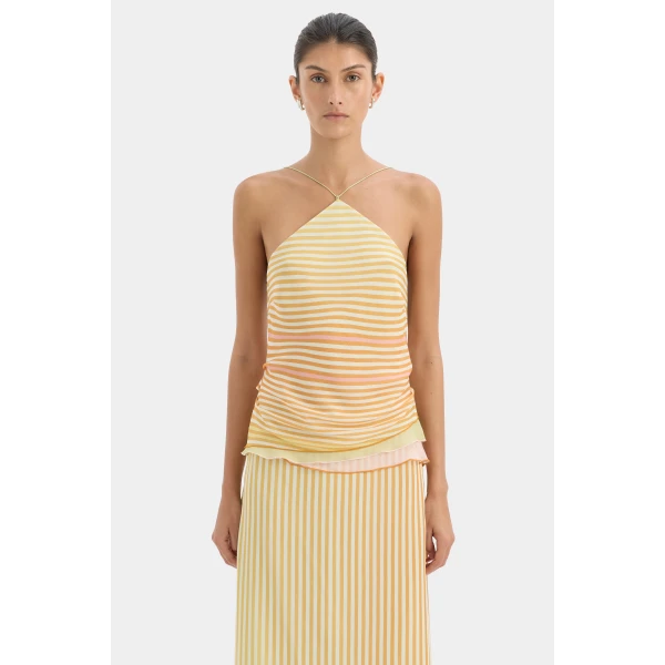 SIR the Label Calypso Midi Skirt in Sorbet Stripe | Midi Skirts | Luxury Shoes 