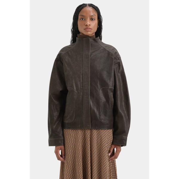 SIR the Label Candela Leather Jacket in Chocolate | Leather Jackets | Luxury Shoes 