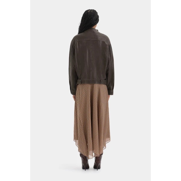 SIR the Label Candela Leather Jacket in Chocolate | Leather Jackets | Luxury Shoes 