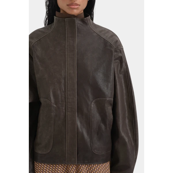 SIR the Label Candela Leather Jacket in Chocolate | Leather Jackets | Luxury Shoes 