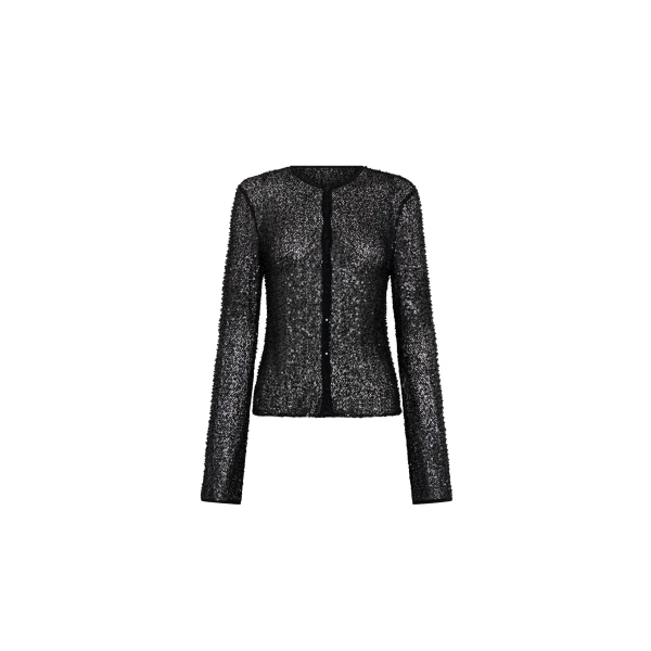 SIR the Label Cassia Sequin Button Down Top in Black | Tops | Luxury Shoes 