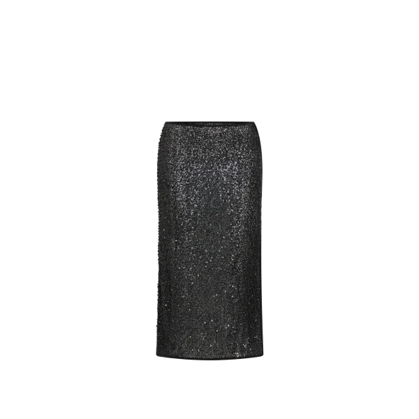 Cassia Sequin Midi Skirt in Black
