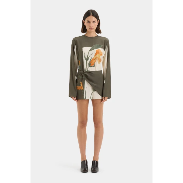 SIR the Label Constance Twist Mini Dress in Iris Floral | Mini Dresses | Luxury Shoes 