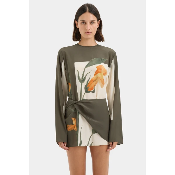 SIR the Label Constance Twist Mini Dress in Iris Floral | Mini Dresses | Luxury Shoes 