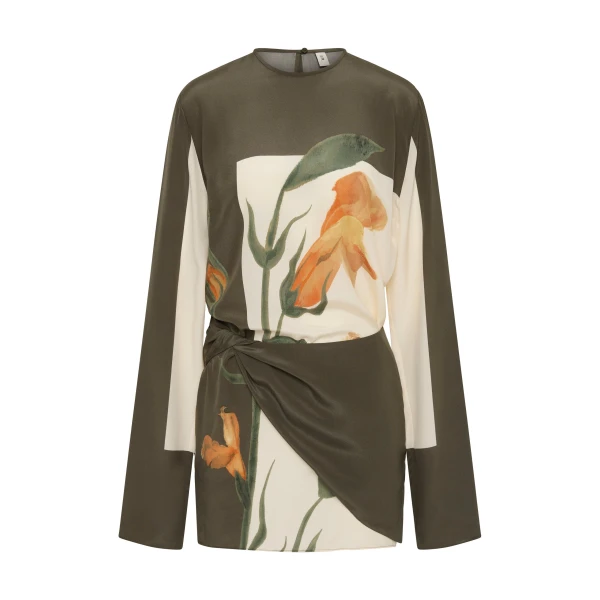 Constance Twist Mini Dress in Iris Floral