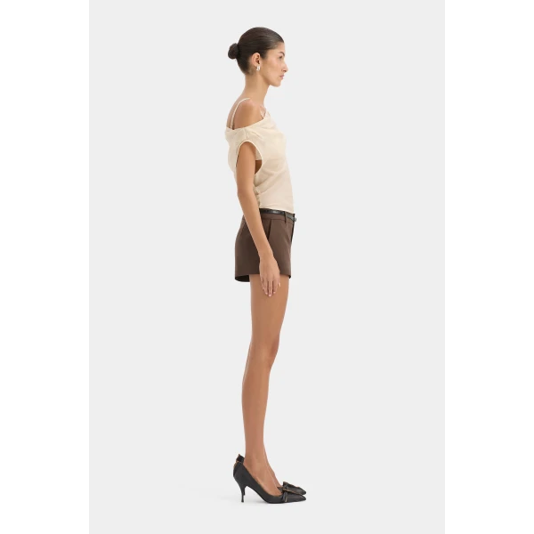 SIR the Label Dylan Mini Short in Chocolate | Shorts | Luxury Shoes 