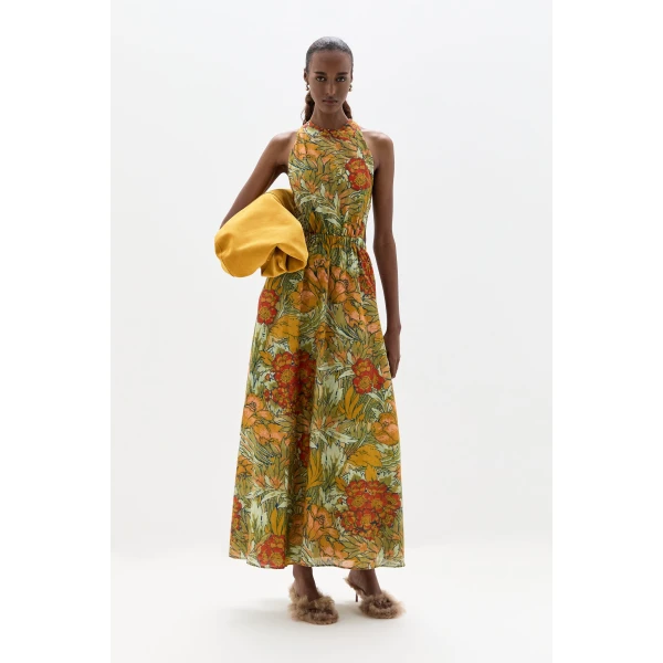 SIR the Label Eliana Cross Back Maxi Dress in Aliera Floral Mint | Maxi Dresses | Luxury Shoes 