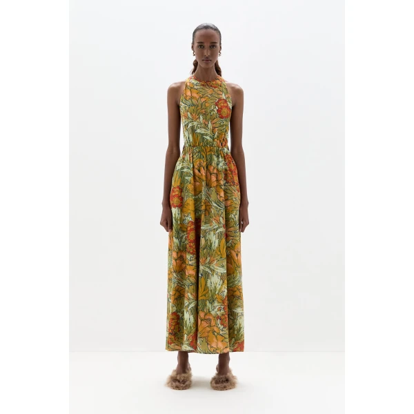 SIR the Label Eliana Cross Back Maxi Dress in Aliera Floral Mint | Maxi Dresses | Luxury Shoes 