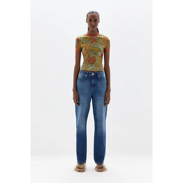 SIR the Label Eliana Mesh Fitted Tee in Aliera Floral Mint | T-shirts | Luxury Shoes 