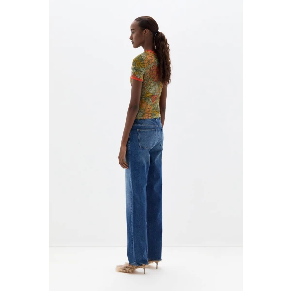 SIR the Label Eliana Mesh Fitted Tee in Aliera Floral Mint | T-shirts | Luxury Shoes 