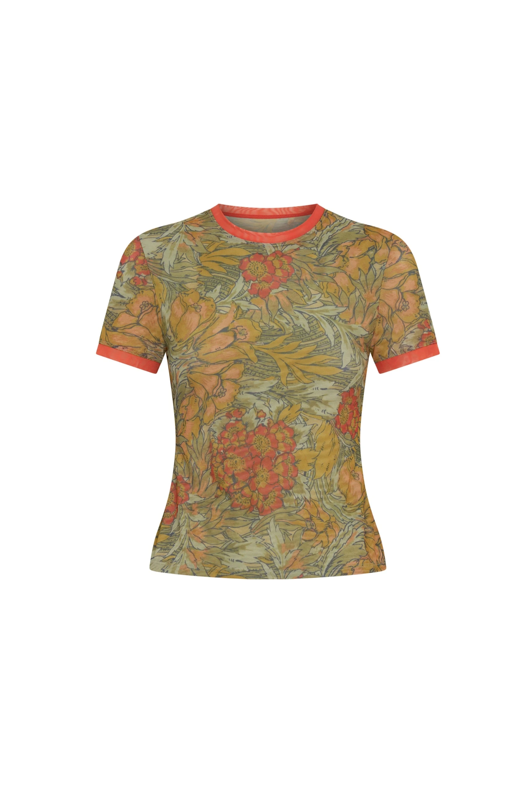 SIR the Label Eliana Mesh Fitted Tee in Aliera Floral Mint SIR the Label Eliana Mesh Fitted Tee in Aliera Floral Mint | T-shirts | Luxury Shoes