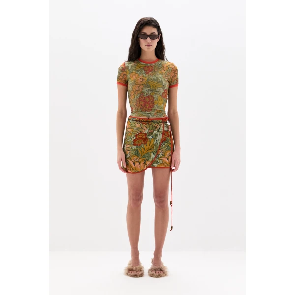 SIR the Label Eliana Mini Sarong in Aliera Floral Mint | Beachwear | Luxury Shoes 