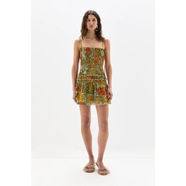 SIR the Label Eliana Ruffled Mini Dress in Aliera Floral Mint | Mini Dresses | Luxury Shoes 