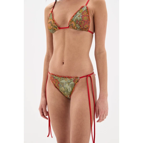 SIR the Label Eliana Ruffled String Brief in Aliera Floral Mint | Bikini | Luxury Shoes 